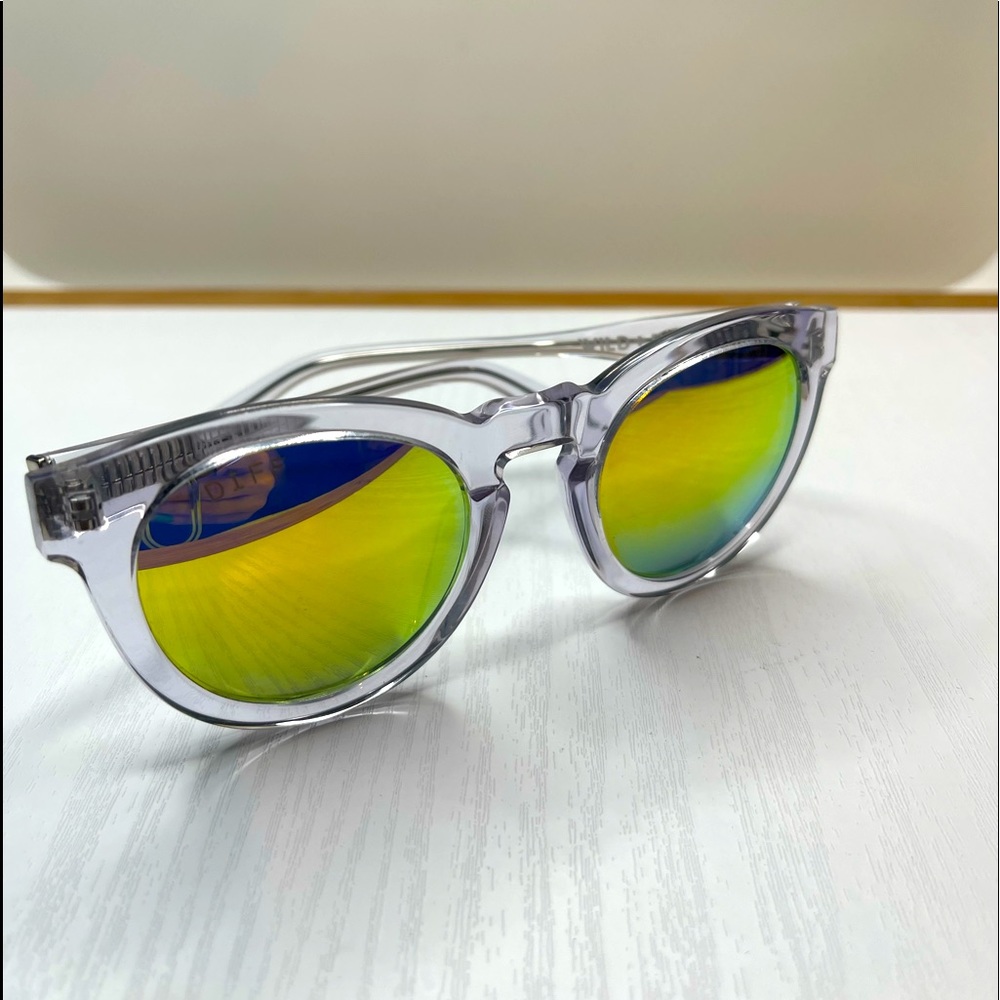 Diff Eyewear Dime ll clear + yellow mirrored polarized sunglasses